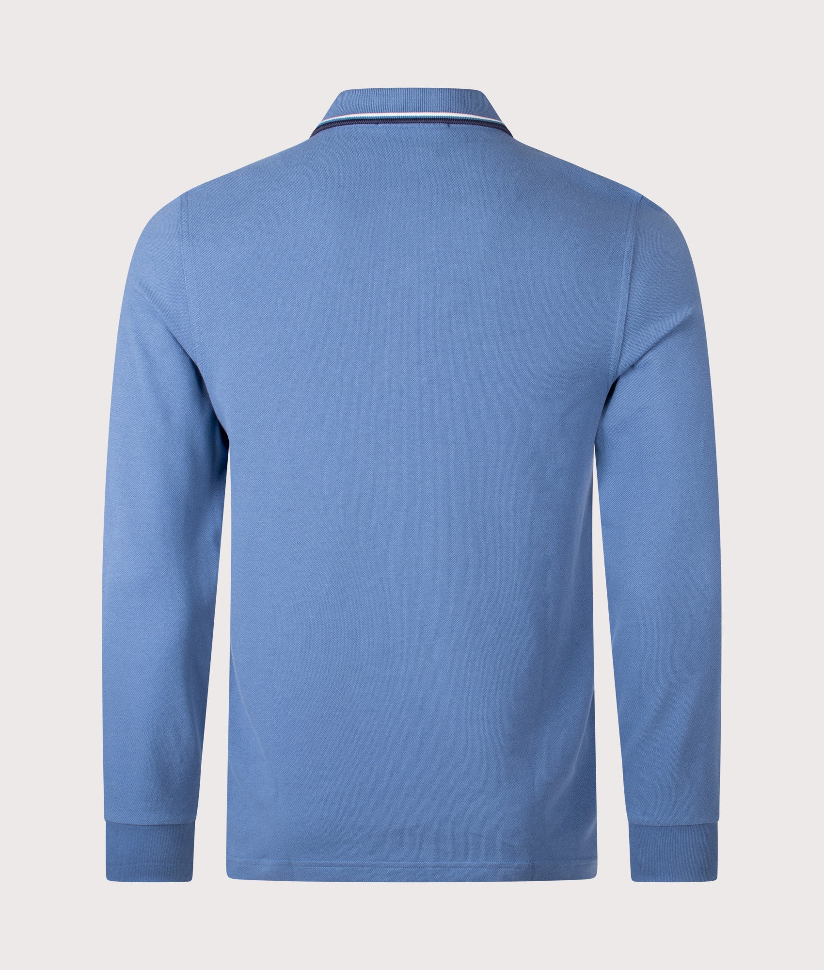 Long Sleeve Twin Tipped Polo Shirt in Ace Blue/Snow White/Tennis Blue | 100% Cotton | Fred Perry | EQVVS | Back shot 