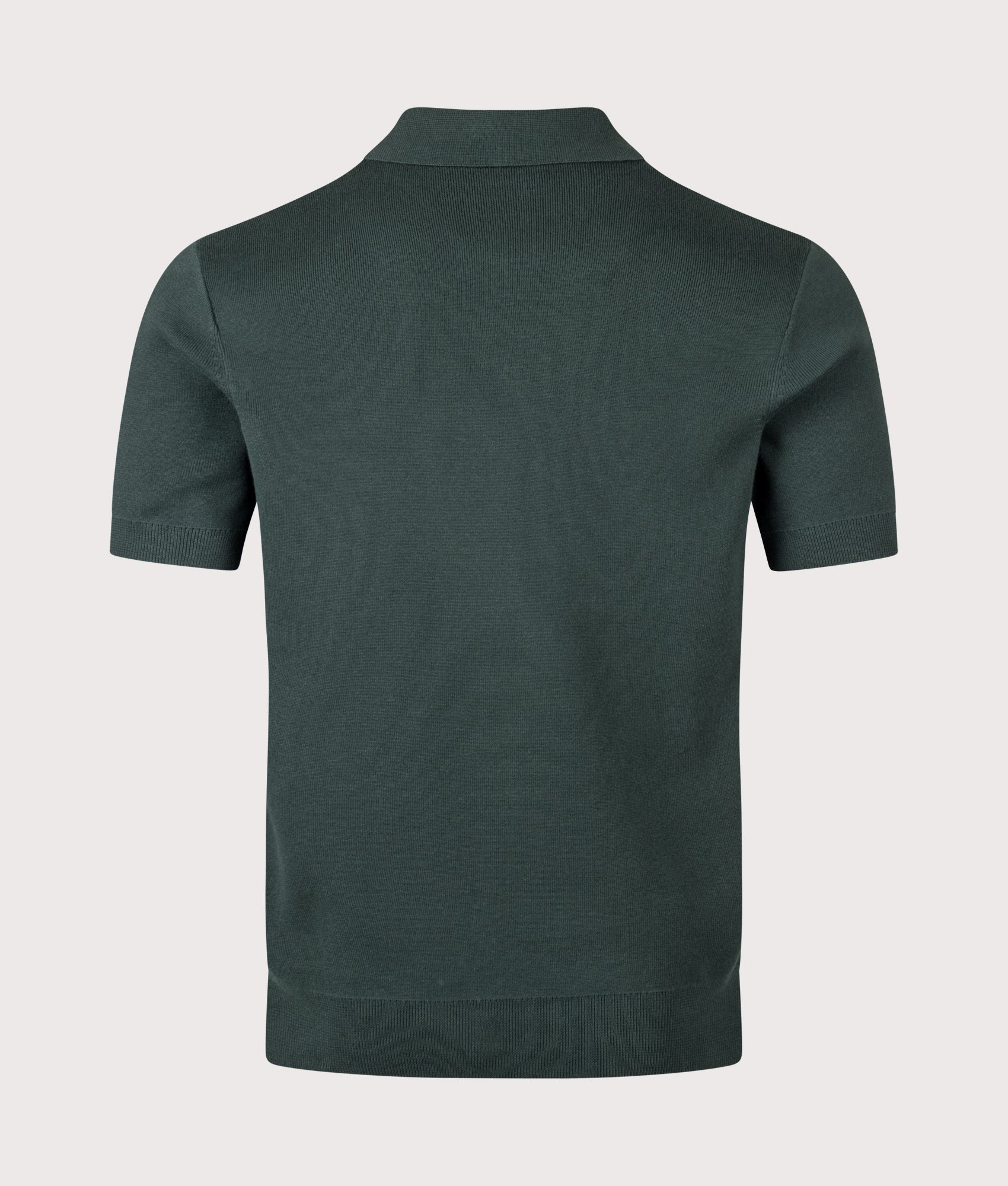 Regular Fit Panel Detail Zip Knitted Polo Shirt in Grassroots