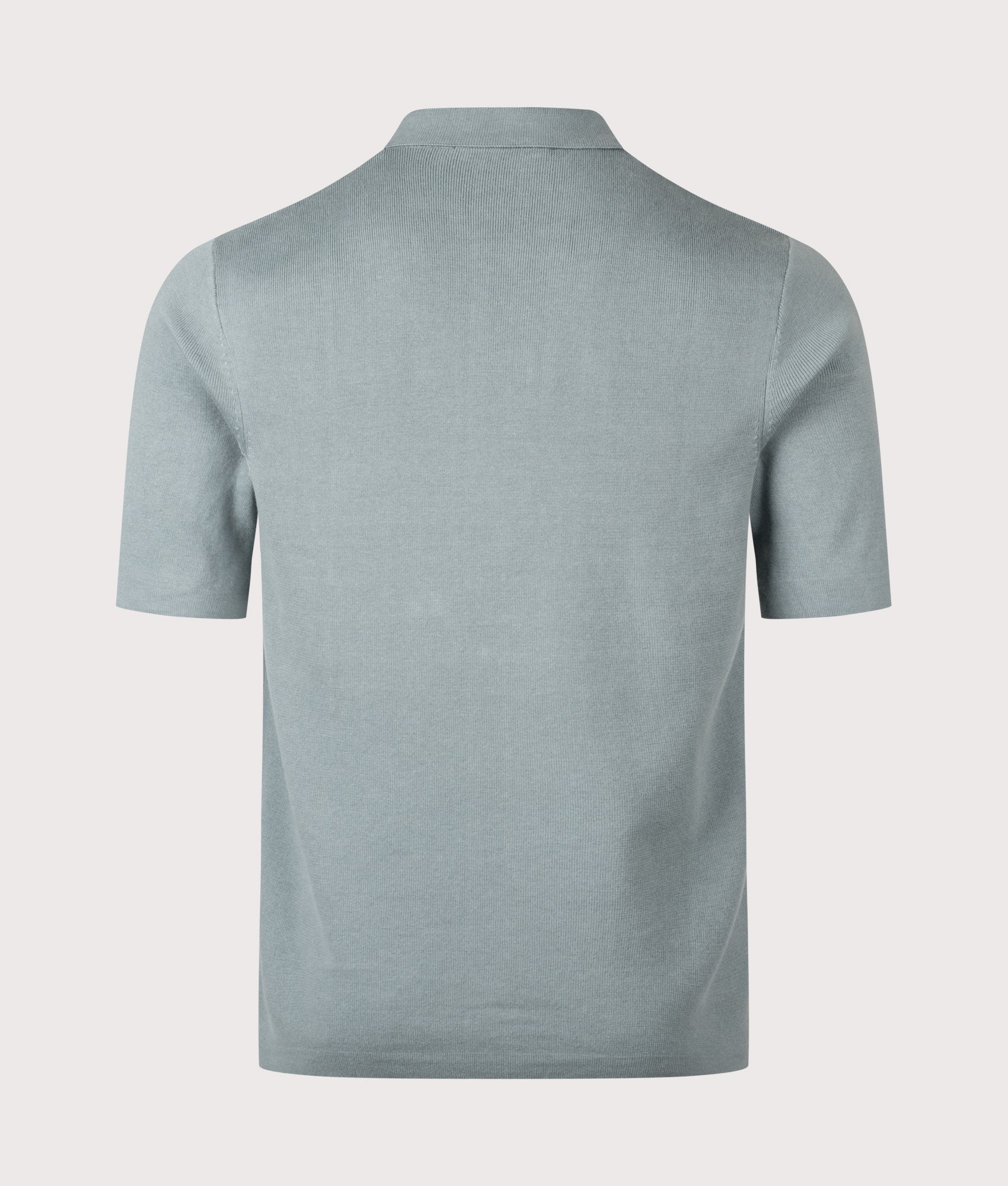 Fred Perry Tonal Vertical Stripe Knitted Shirt in Stockport Blue at EQVVS Menswear. Back shot.