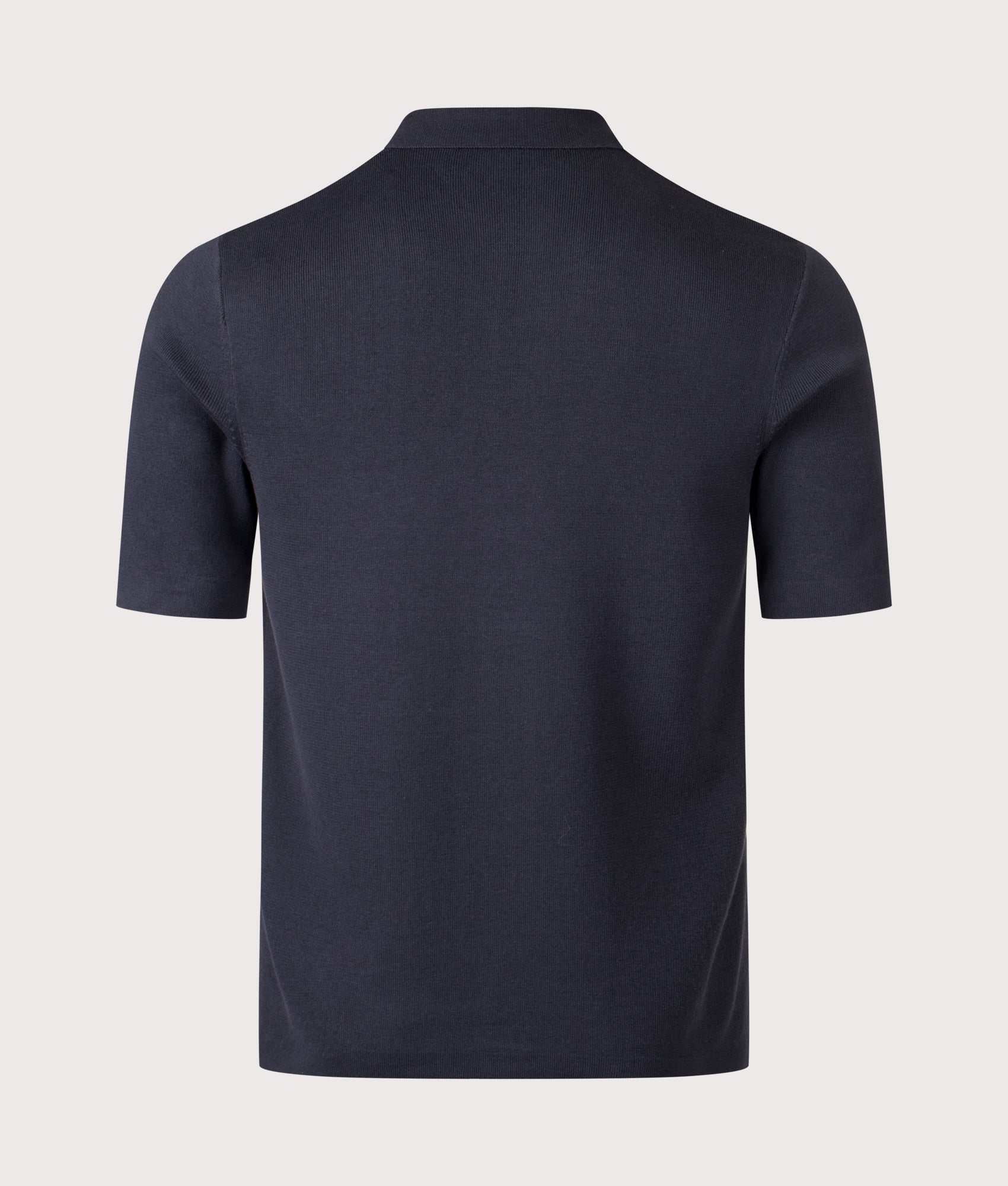 Fred Perry Tonal Vertical Stripe Knitted Shirt in Navy at EQVVS Menswear. Back shot.