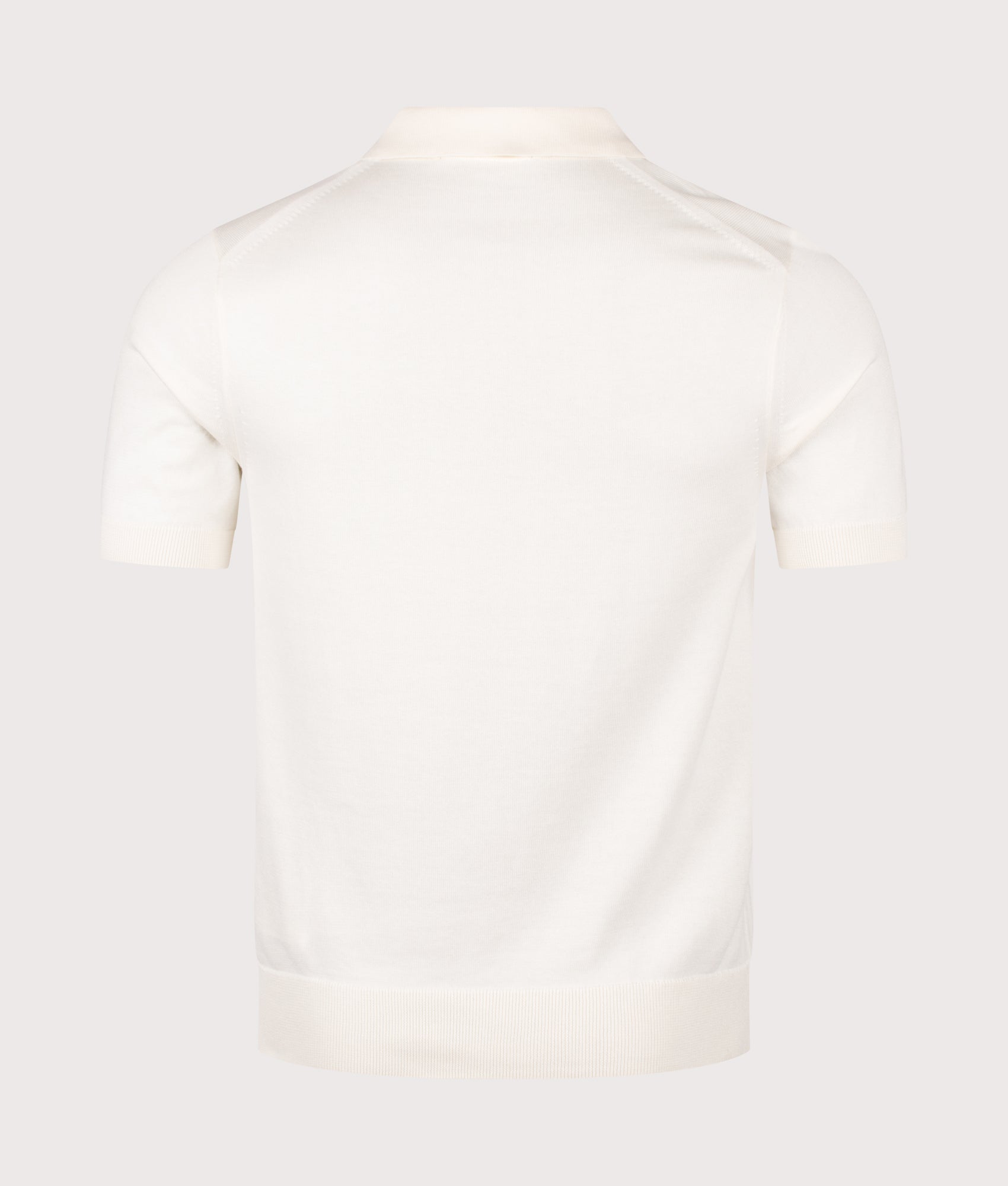 Fred Perry Long Staple Cotton Knitted Polo Shirt in Ecru at EQVVS Menswear. Back shot.