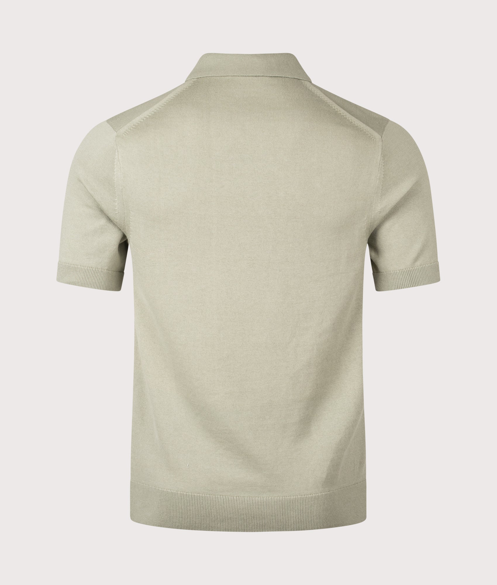 Fred Perry Supima® Cotton Knitted Shirt in Seagrass at EQVVS Menswear. Back shot.