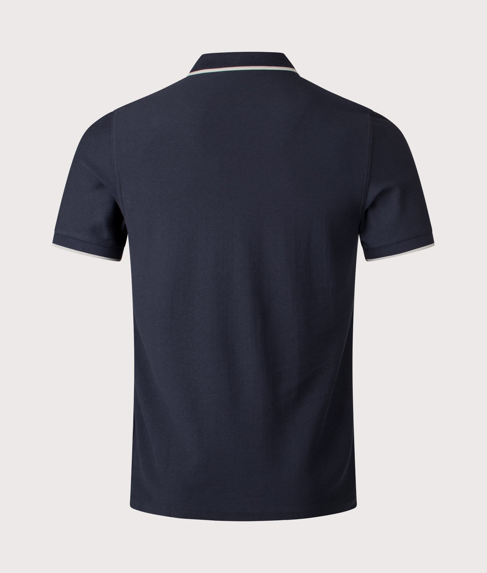 Fred Perry Crepe Piqué Polo Shirt in Navy at EQVVS Menswear. Back shot.