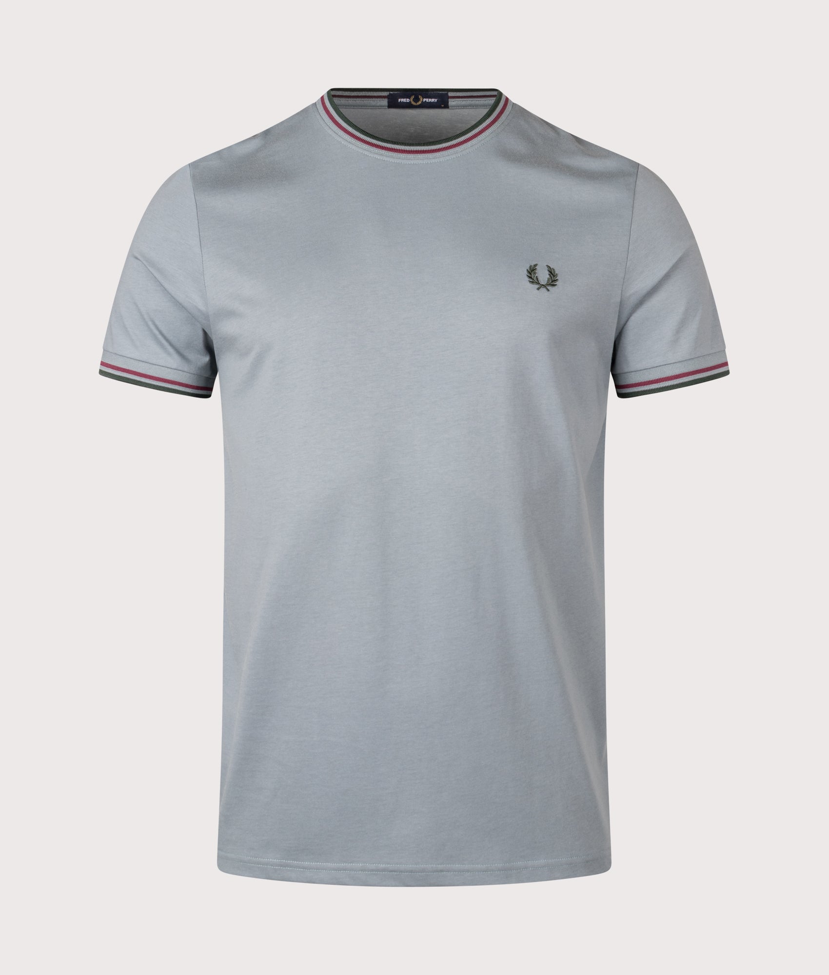 Twin Tipped T-Shirt in Stockport Blue/Oxblood/Grassroots | Fred Perry | EQVVS Menswear | Front shot.