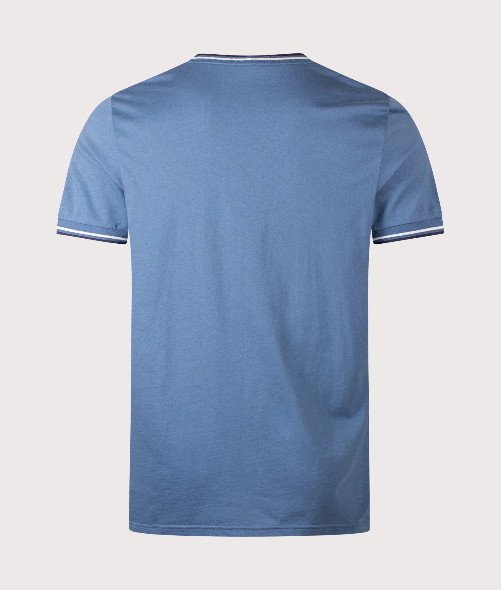 Twin Tipped T-Shirt in Ace blue/Snow White/Tennis Blue by Fred Perry. Shot by EQVVS. Back shot.