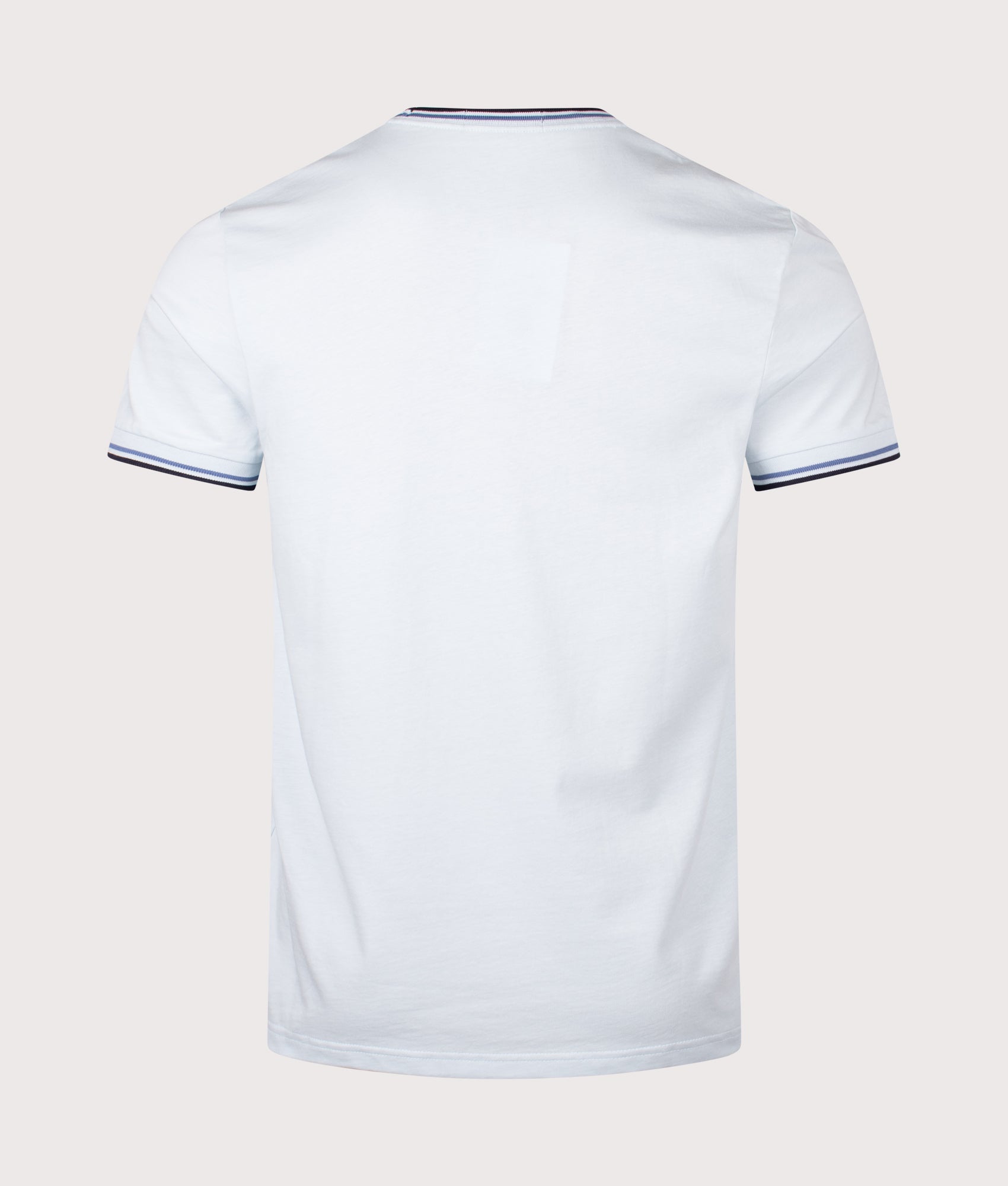 Fred Perry Twin Tipped T-shirt in Light Ice, Ace Blue and Navy at EQVVS Menswear. Back shot.