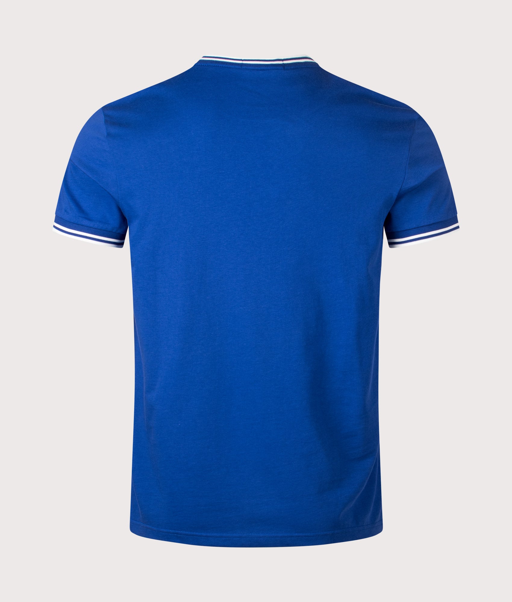 Fred Perry Twin Tipped T-Shirt in Soho Eclipse and Snow White at EQVVS Menswear. Back shot.