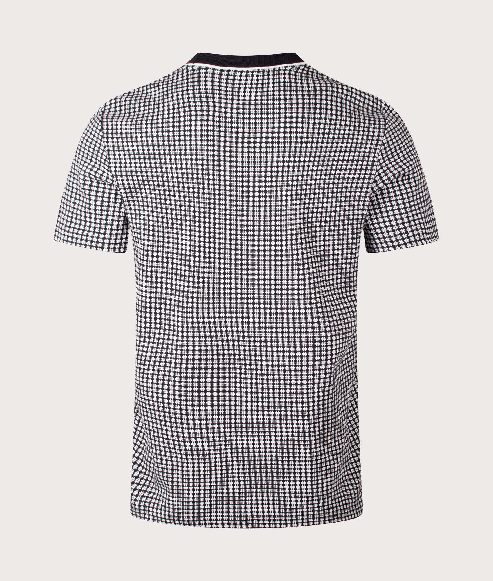 Fred Perry Chequerboard Jacquard T-Shirt in Black at EQVVS Menswear. Back shot.