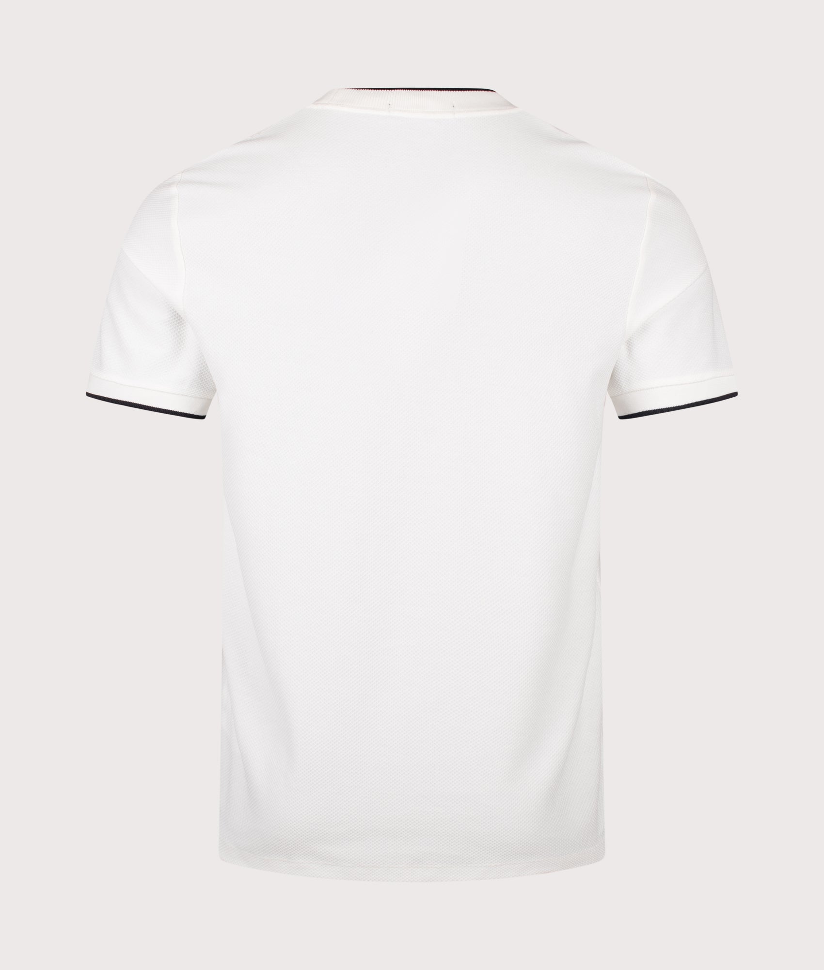 Fred Perry Pocket Detail Pique T-Shirt in Snow White at EQVVS Menswear. Back shot.