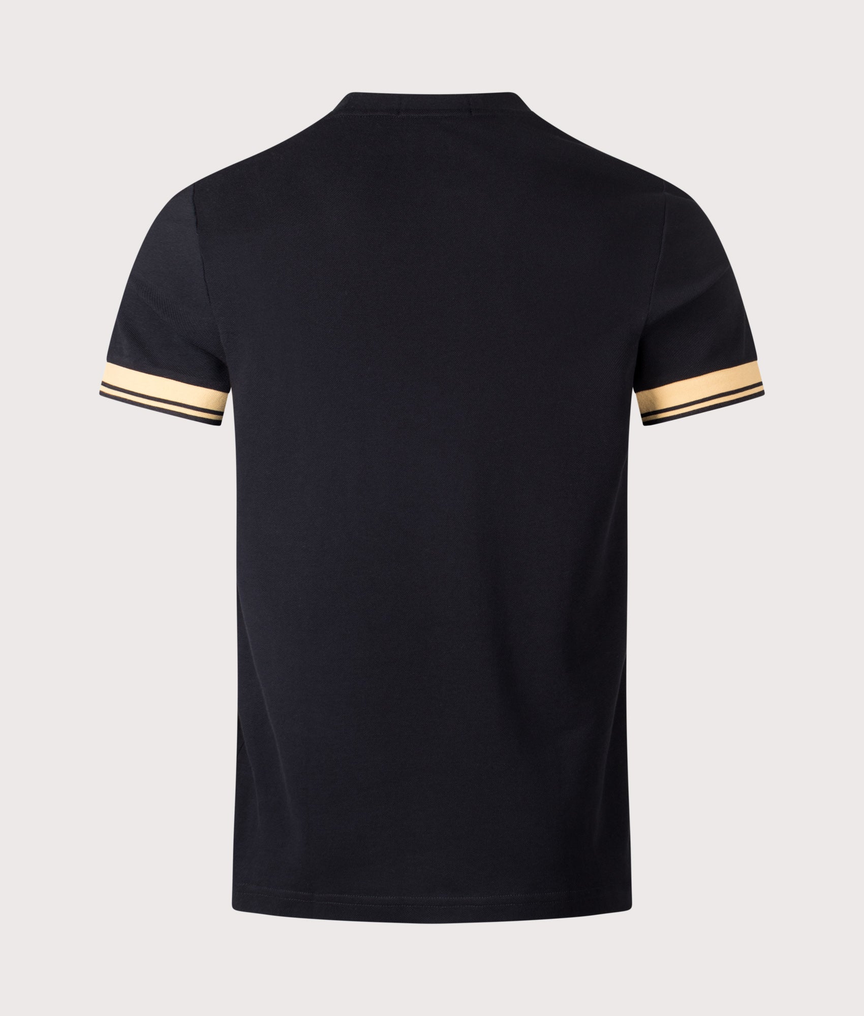 Fred Perry Twin Tipped Cuff T-Shirt in Champagne and Black at EQVVS Menswear. Back shot.