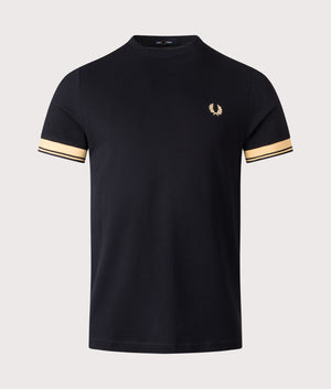 Twin Tipped Cuff T-Shirt in Black/Champagne | Fred Perry | EQVVS