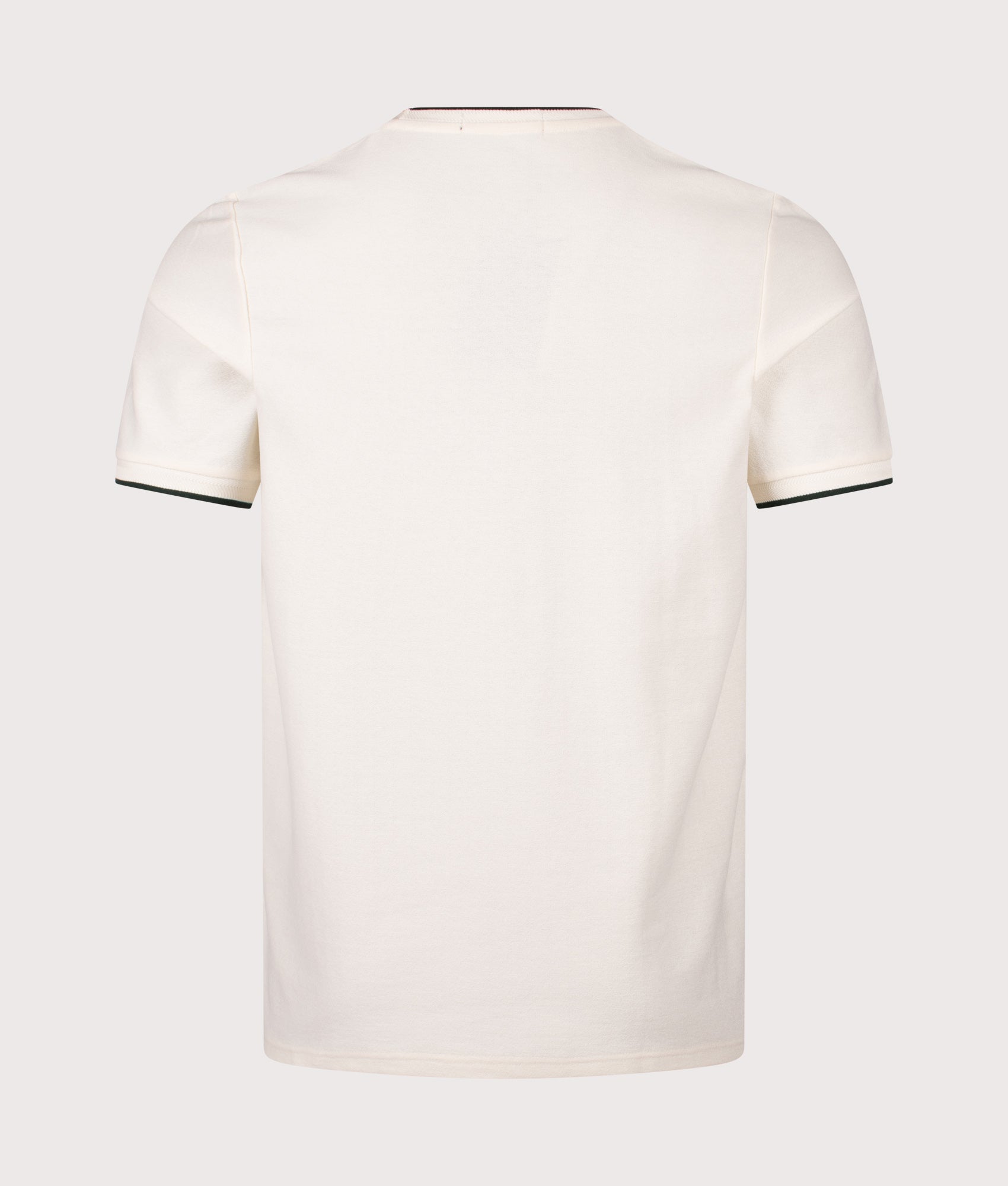 Fred Perry Trim Detail Crepe Piqué T-Shirt in Ecru at EQVVS Menswear. Back shot.