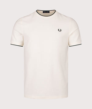 Trim Detail Crepe Piqué T-Shirt in Ecru | Fred Perry | EQVVS