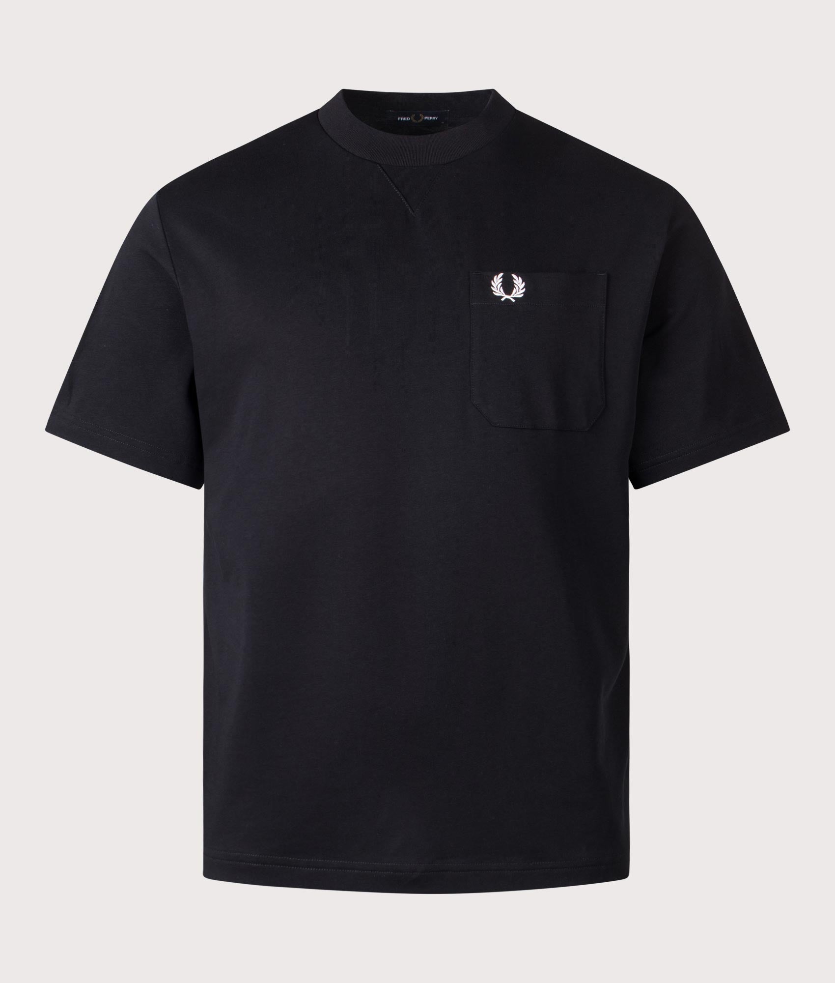 Fred Perry Pocket Detail T-Shirt in Black at EQVVS Menswear. Front shot.