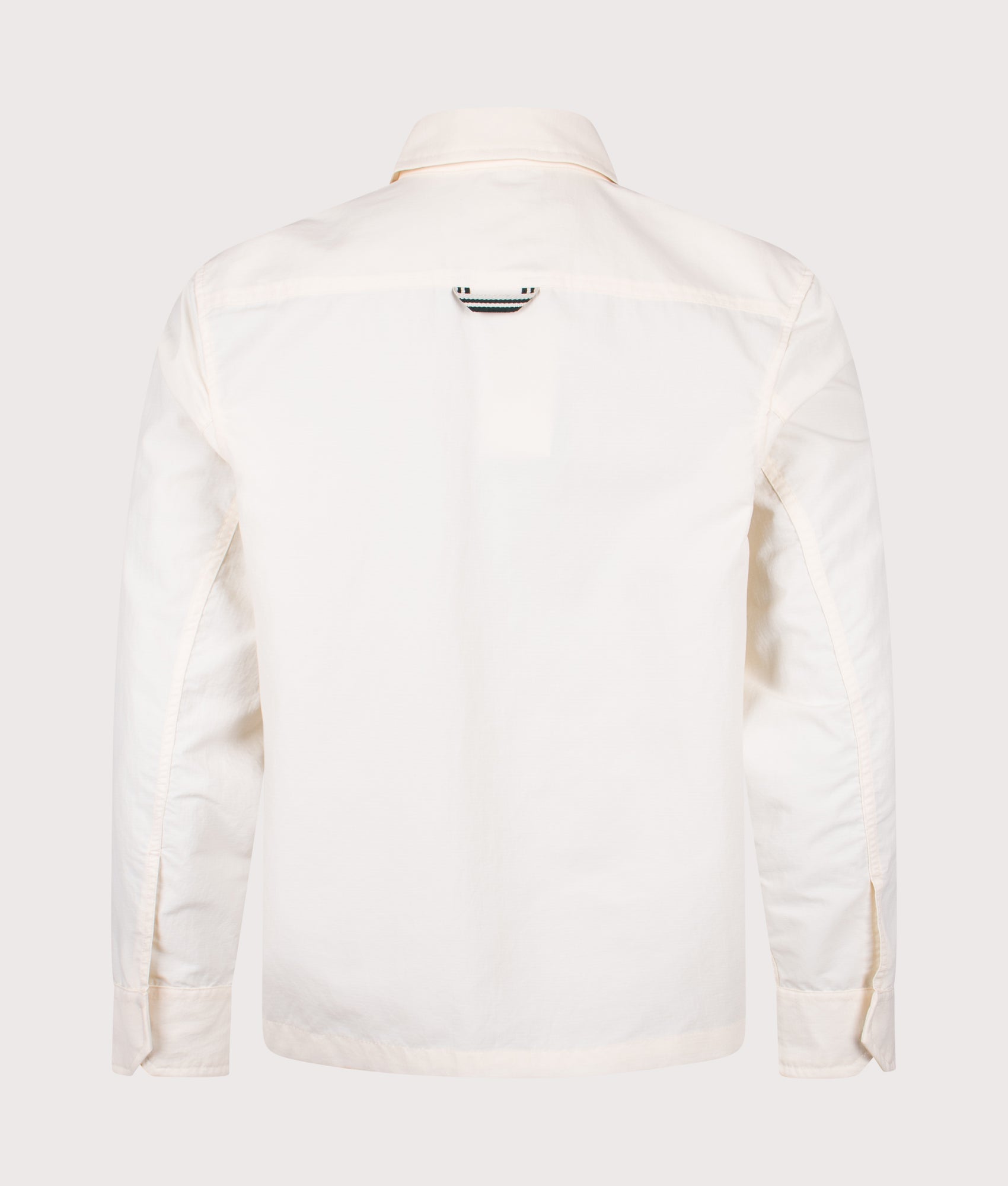 Fred Perry Ripstop Pocket Overshirt in Ecru at EQVVS Menswear. Back shot.