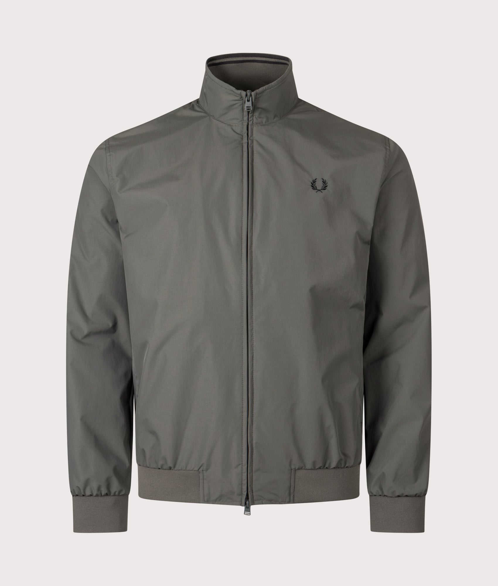 Fred Perry Brentham Jacket in Field Green and Black at EQVVS Menswear. Front shot.