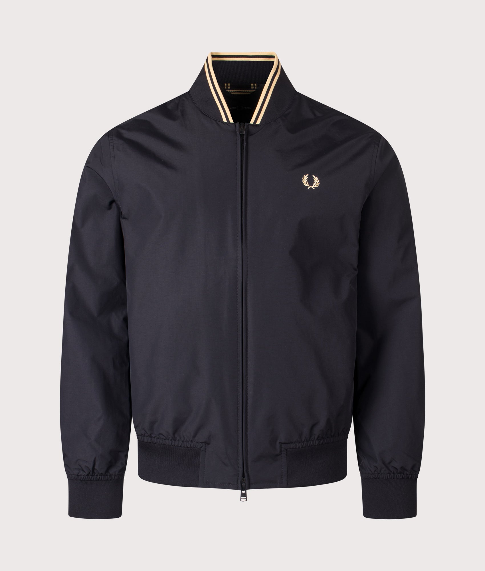 Fred Perry Brentham bomber in Black at EQVVS Menswear. Front shot.
