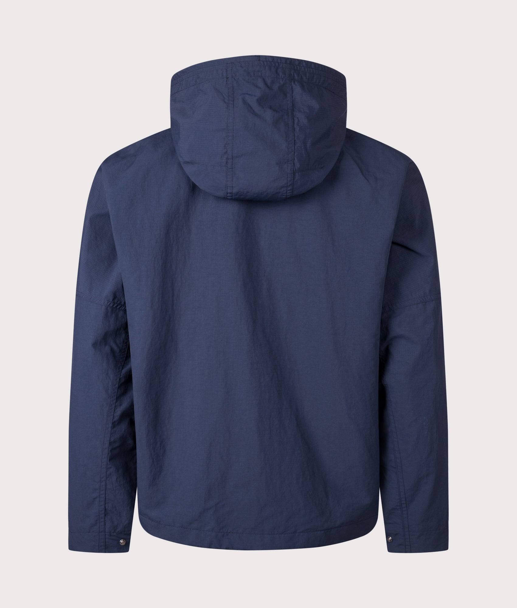 Fred Perry Cropped Ripstop Parka in Tennis Blue at EQVVS Menswear. Back shot.