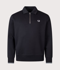 Collared Quarter Zip Sweatshirt: 102 Black 