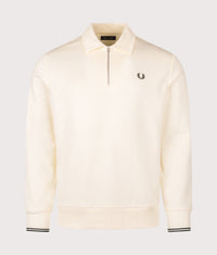 Collared Quarter Zip Sweatshirt: 560 Ecru 