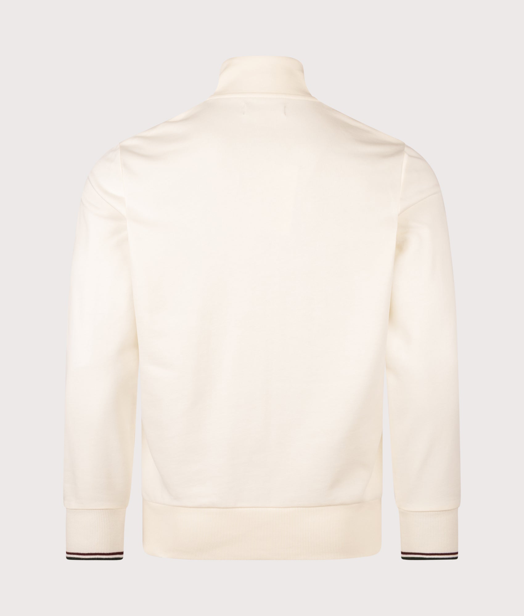 Zip Through Sweatshirt in Ecru | Fred Perry | EQVVS Menswear | Back shot.