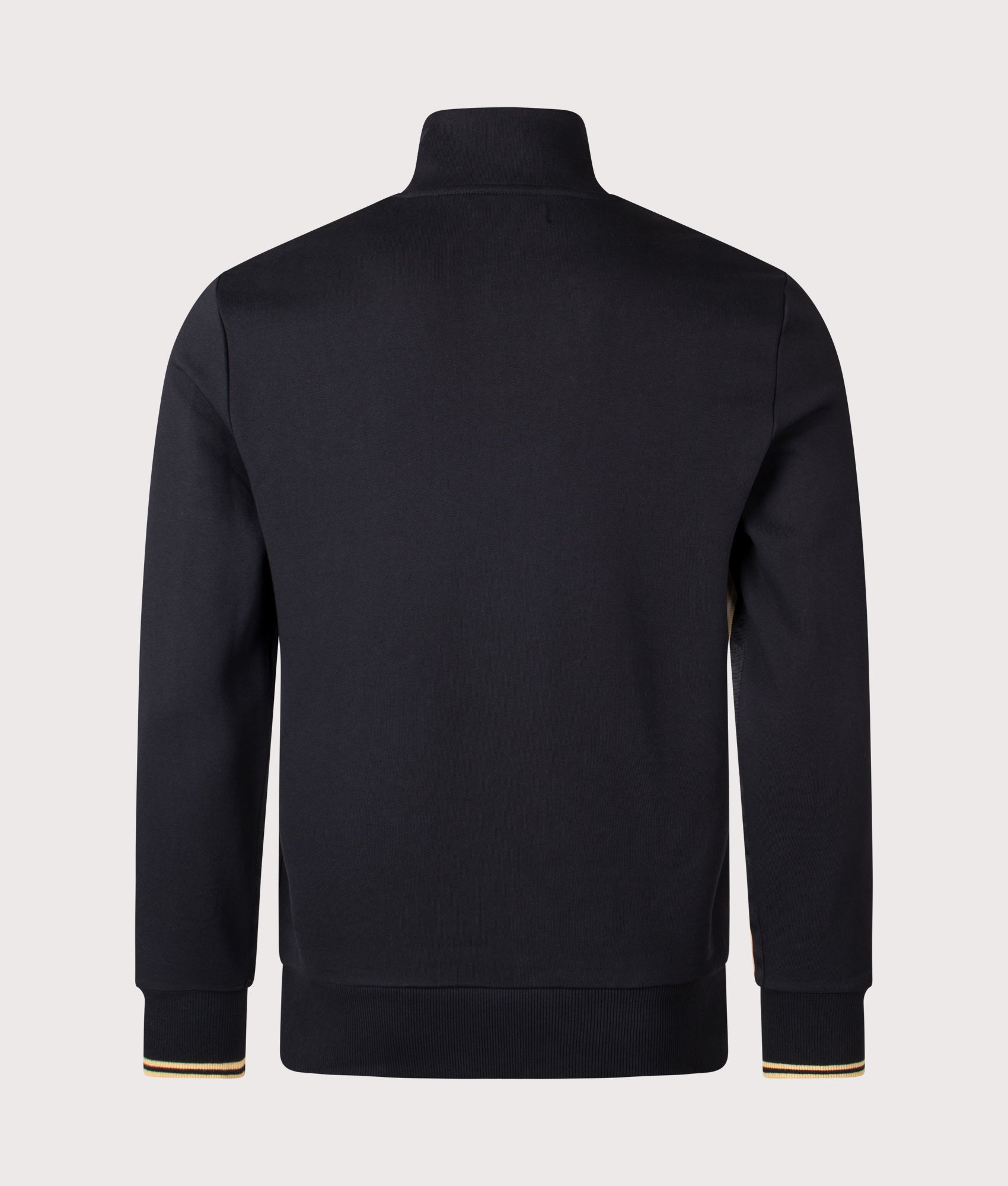 Stripe Tape Quarter Zip Sweatshirt in Black/Champagne | Fred Perry