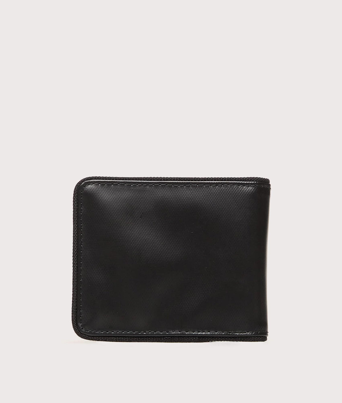 Fred Perry Tonal Coated Polyester Billfold Wallet in Black and Gold at EQVVS Menswear. Back shot.