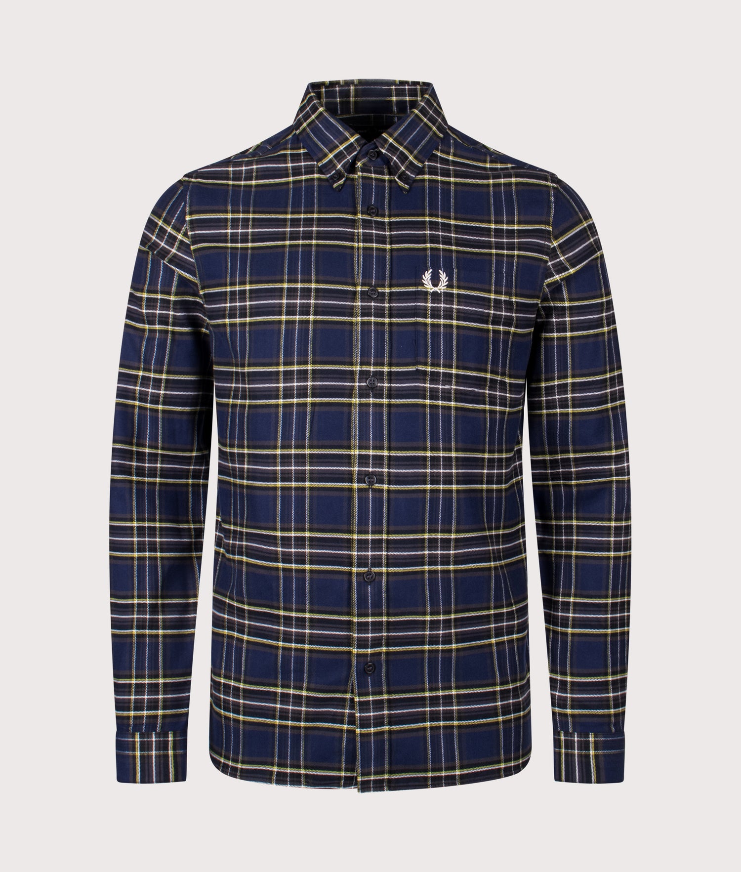 FRED PERRY TARTAN SHIRT ネイビー 半袖 Fred Perry Glitch Tartan Zip Neck Polo Shirt Midnight Blue