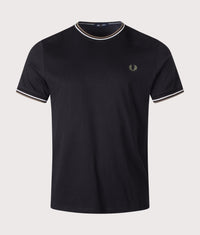 Regular Fit Twin Tipped T-Shirt: W54 Black/Ecru/Laurel Wreath Green 