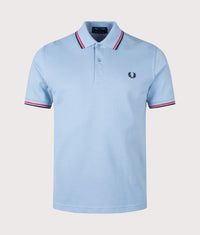 Twin Tipped Fred Perry Polo Shirt: 15C Sky/Red/Navy 