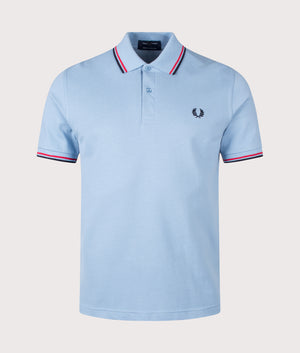 Regular Fit Twin Tipped Fred Perry Polo Shirt in Sky/Red/Navy