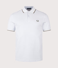Twin Tipped Fred Perry Polo Shirt: 80B Dusky Blue/Ecru/Laurel Wreath Green 