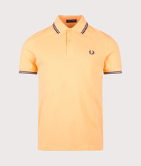 Twin Tipped Fred Perry Polo Shirt: 82B Peach/French Navy/French Navy 
