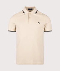 Twin Tipped Fred Perry Polo Shirt: 07C Oatmeal/Black/Black 