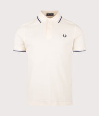 Twin Tipped Fred Perry Polo Shirt: 94B Ecru/Dusky Blue/French Navy 