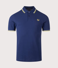 Twin Tipped Fred Perry Polo Shirt: 83B French Navy/Dusky Blue/Citron 
