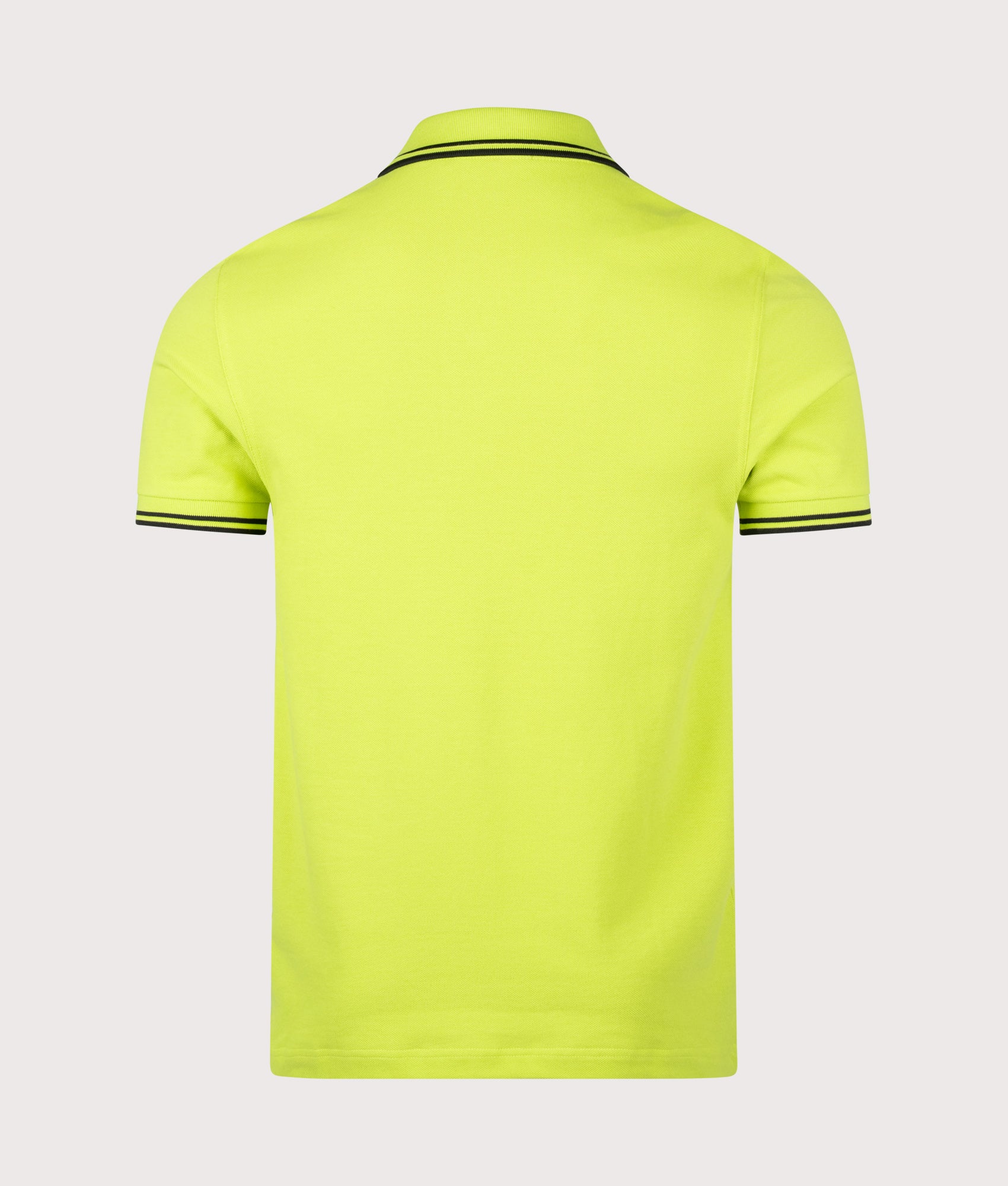 Fred Perry Twin Tipped Polo Shirt in Citron and Black at EQVVS Menswear. Back shot.