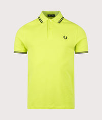 Twin Tipped Fred Perry Polo Shirt: 84B Citron/Black/Black 