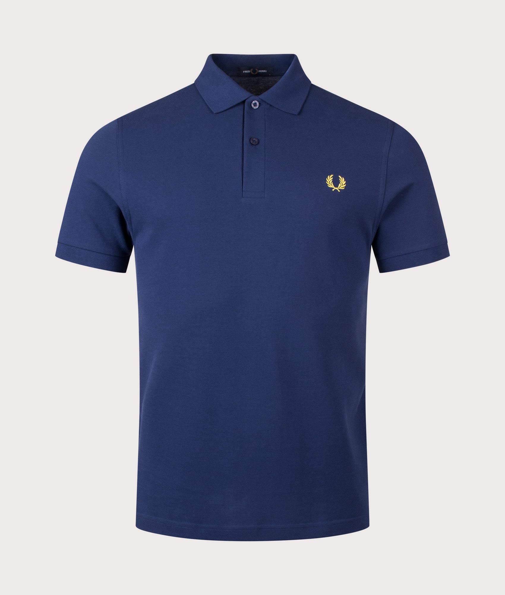 Fred Perry the The Fred Perry Polo Shirt in French Navy and Citron at EQVVS Menswear. Front shot.