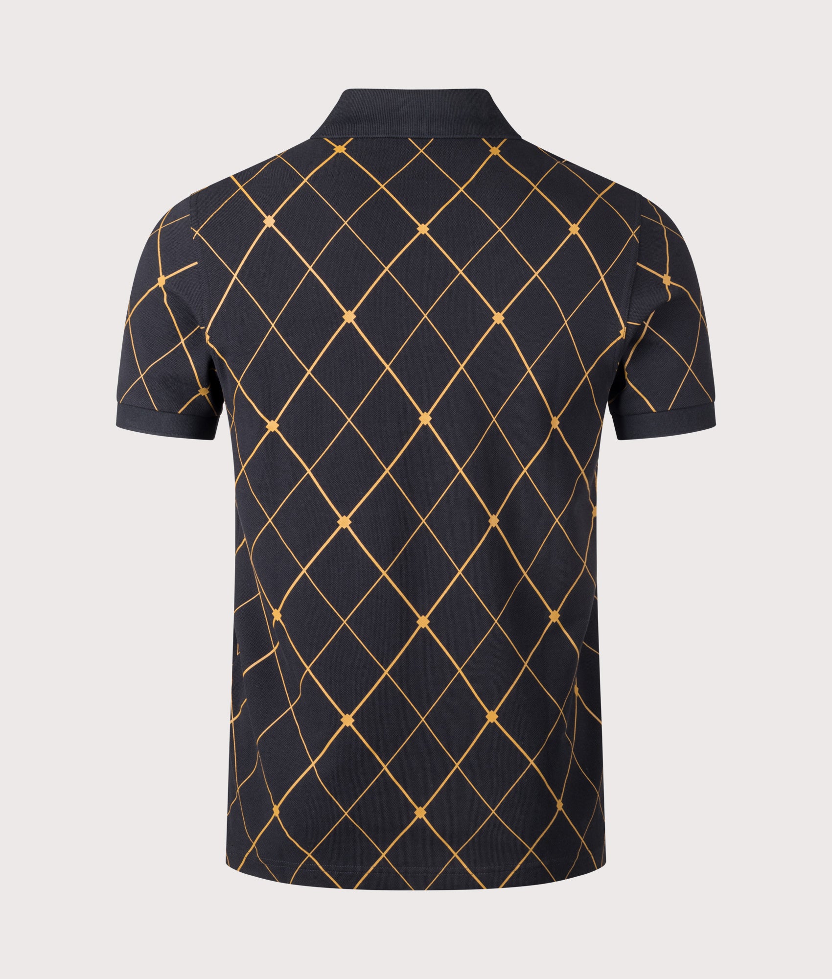 Fred Perry Argyle Print Fred Perry Shirt in Black at EQVVS Menswear. Back shot.