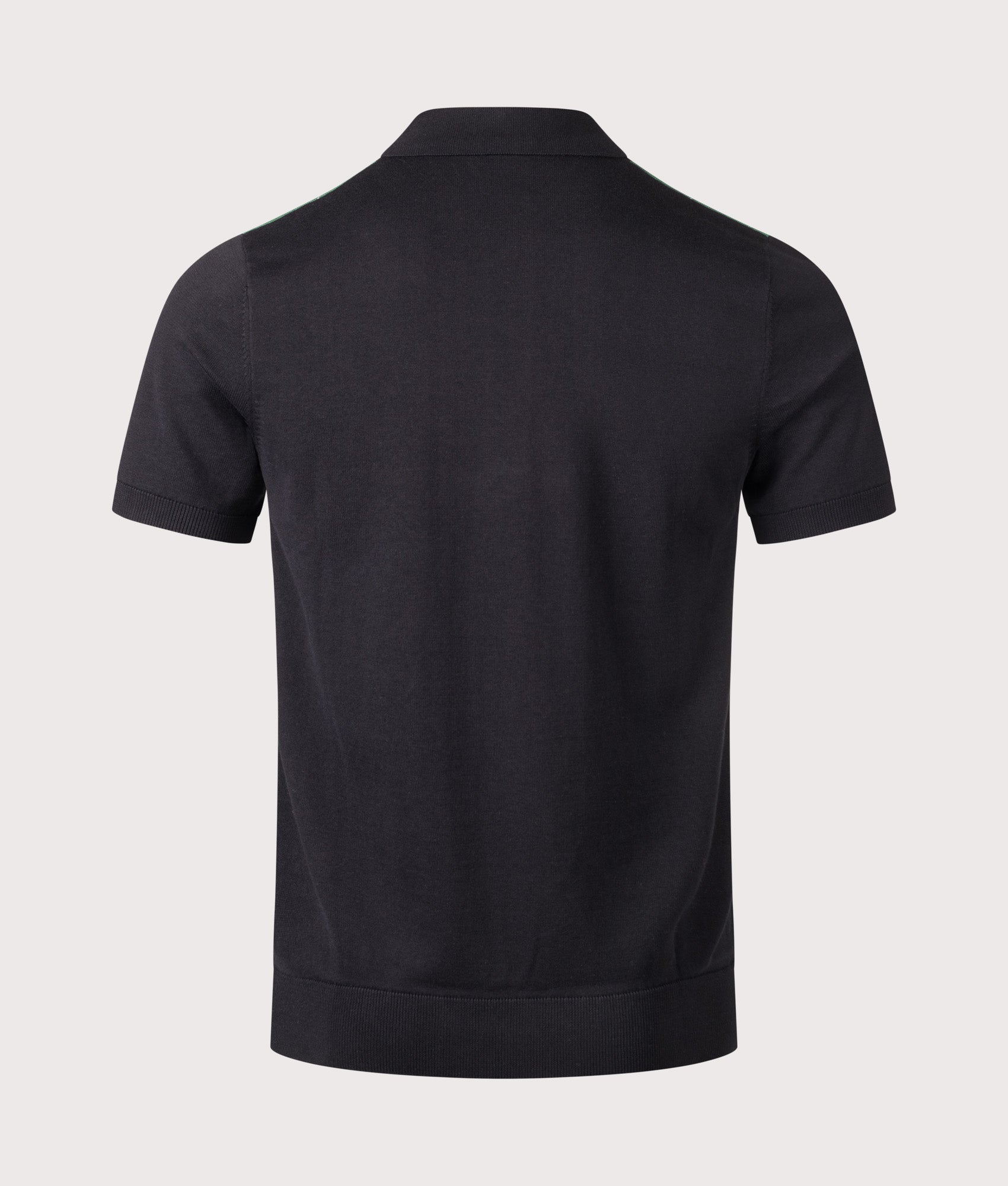 Fred Perry Argyle Knitted Polo Shirt in Black at EQVVS Menswear. Back shot.