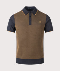 Regular Fit Tonic Waffle Knitted Polo Shirt: 248 Navy 