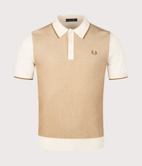 Regular Fit Tonic Waffle Knitted Polo Shirt: 560 Ecru 