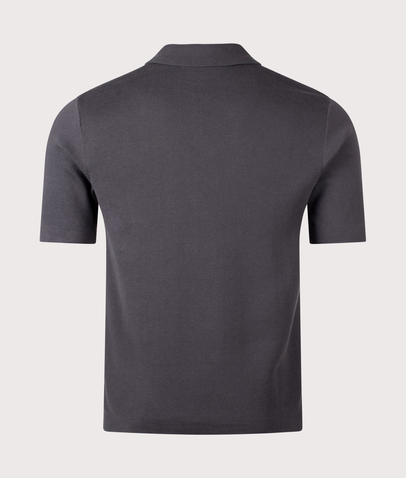 Fred Perry Tonal Vertical Stripe Knitted Shirt in Anchor Grey at EQVVS Menswear. Back shot.