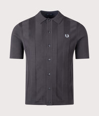 Regular Fit Tonal Vertical Stripe Knitted Shirt: 297 Anchor Grey 