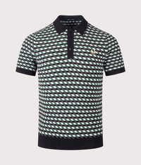 Regular Fit Geometric Knitted Polo Shirt: R30 Light Ice 