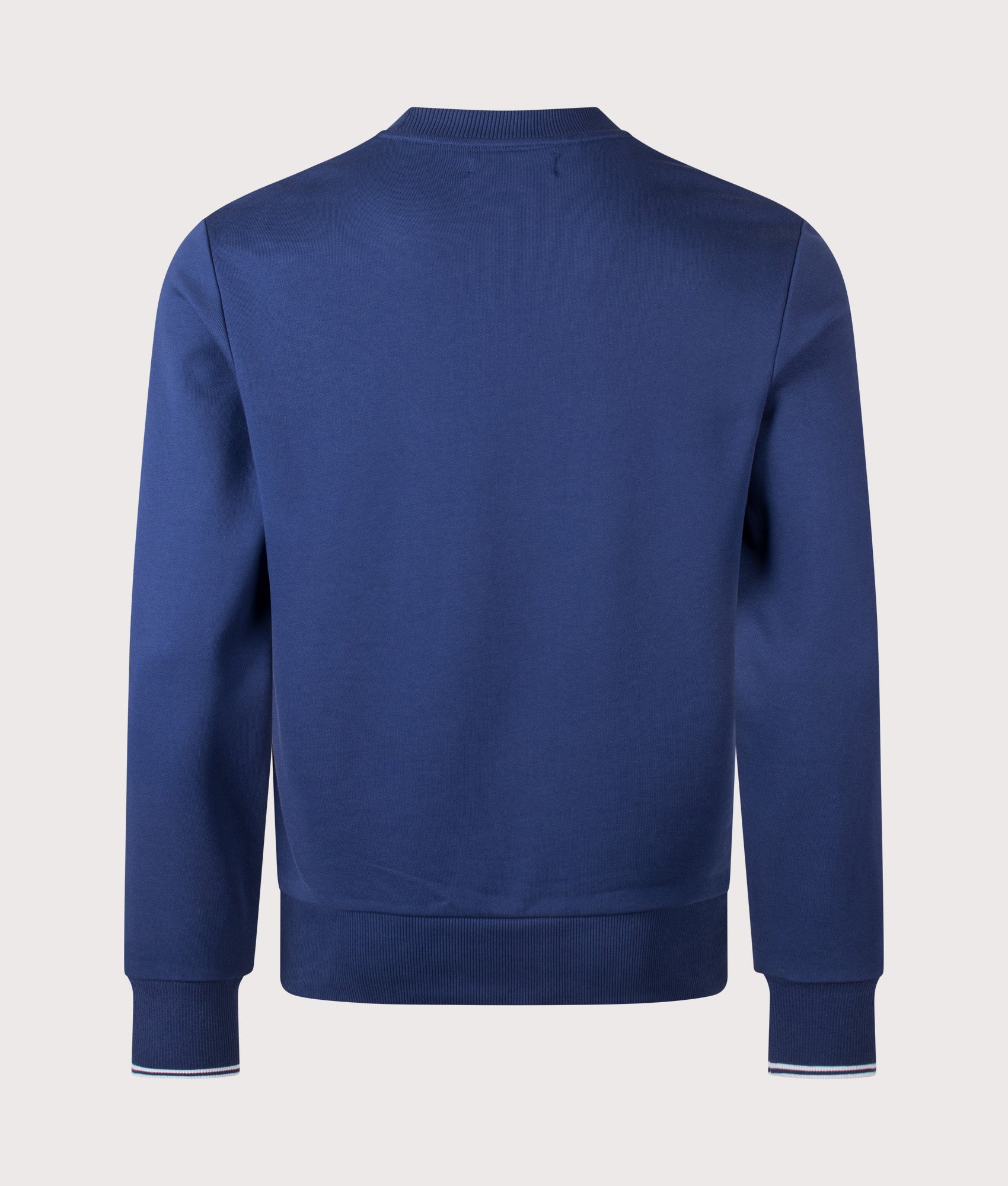 Fred Perry Crew Neck Sweatshirt in French Navy and Dusky Blue at EQVVS Menswear. Back shot.