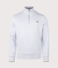 Quarter Zip Sweatshirt: 80B Dusky Blue/Ecru/Laurel Wreath Green 