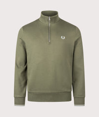 Quarter Zip Sweatshirt: 87B Laurel Wreath Green/Ecru/Dusky Blue 