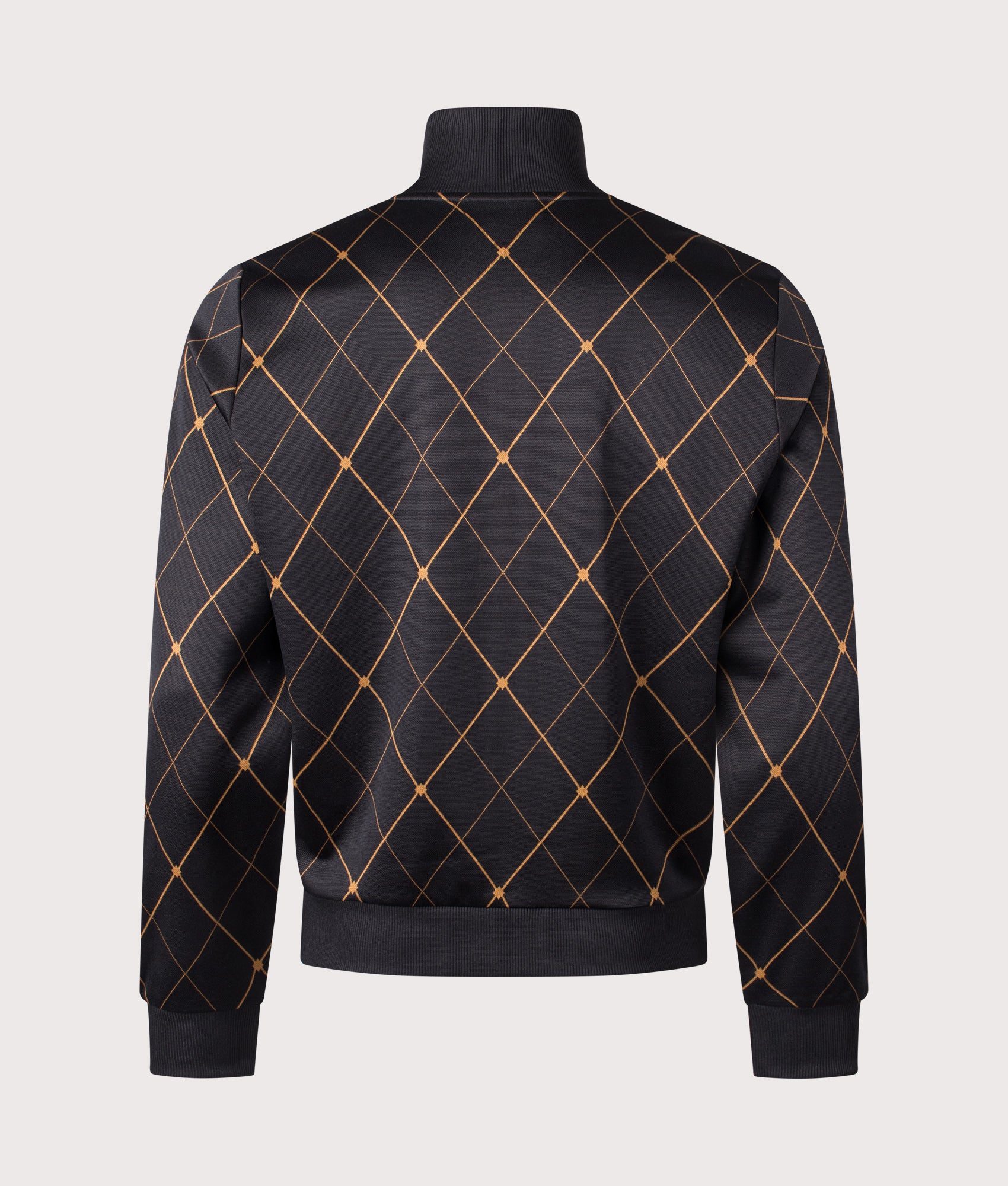 Fred Perry Argyle Track Jacket in Black at EQVVS Menswear. Back shot.